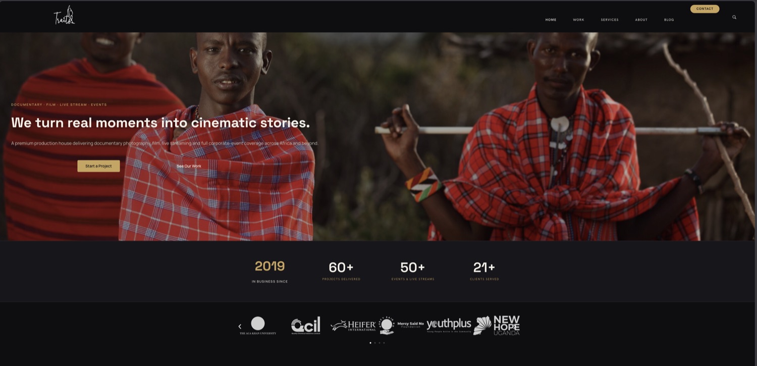 Traits Visuals website homepage